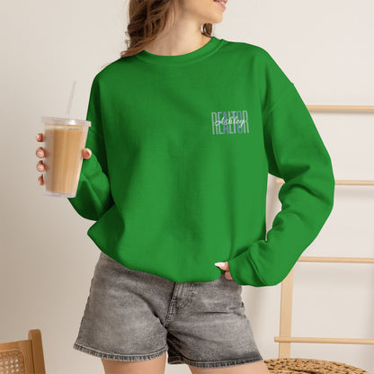 Personalized Realtor Retro Stacked Text Graphic Sweatshirt | Custom Name Real Estate Crewneck