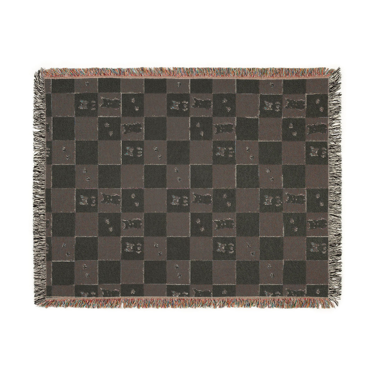 French Bulldog Checkerboard Woven Throw Blanket