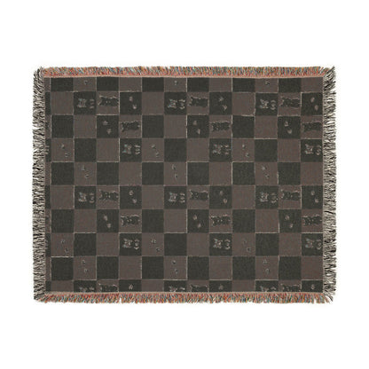 French Bulldog Checkerboard Woven Throw Blanket