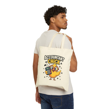 "Accountant Chick" Funny Accounting Bird Cotton Canvas Tote Bag