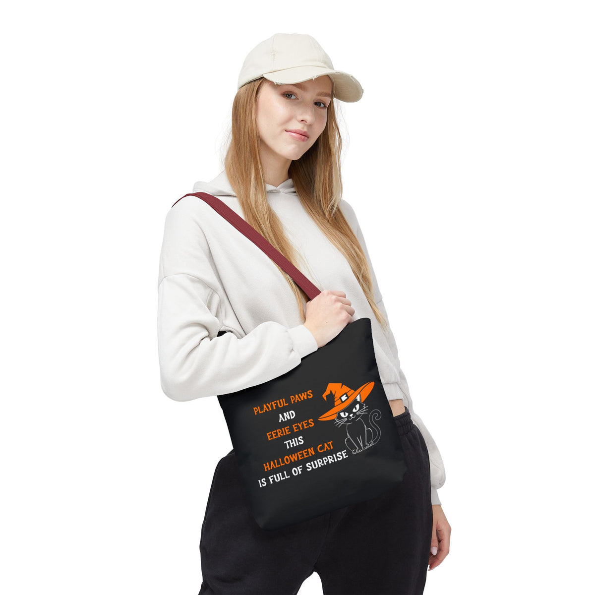 Halloween Cat Tote Bag — "Playful Paws and Eerie Eyes" Trick-or-Treat Reusable Shopper