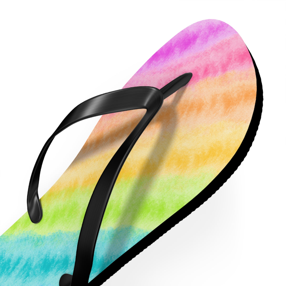 Watercolor Rainbow Diagonal Stripe Flip Flops — Artistic Summer Beach Sandals