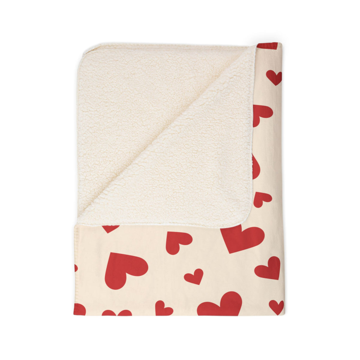 Romantic Red Hearts Fleece Sherpa Blanket