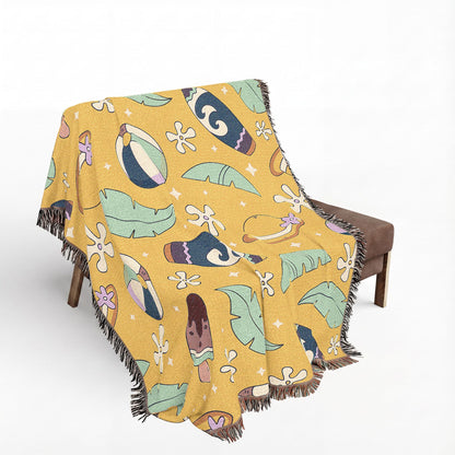 Sunny Surf & Summer Vibes Woven Throw Blanket