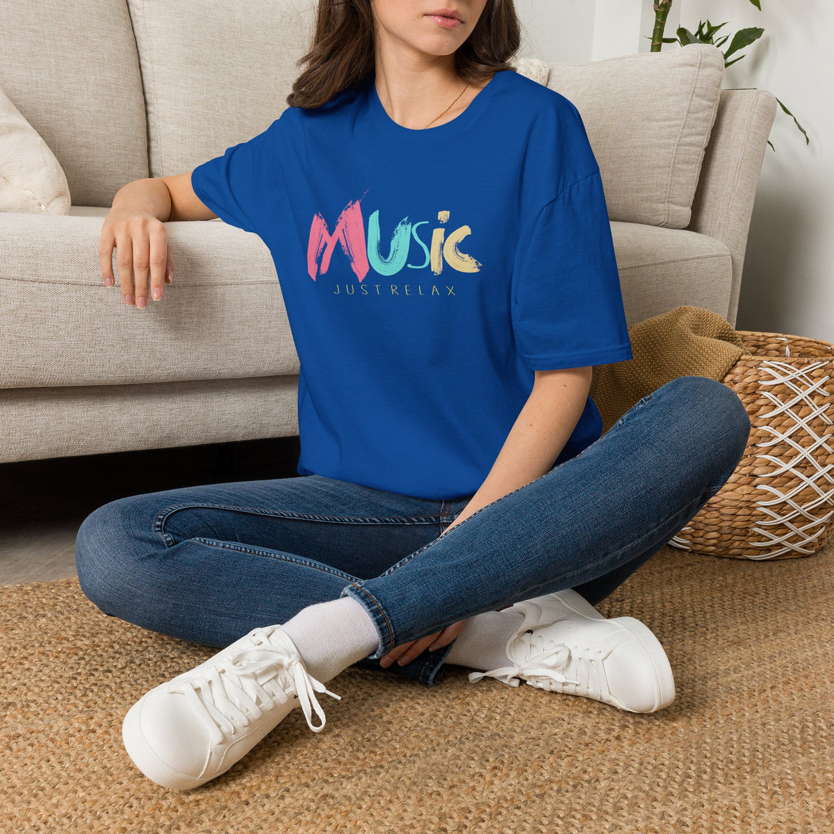 Music Just Relax T-Shirt - Colorful Brushstroke Music Tee for Casual, Chill Vibes
