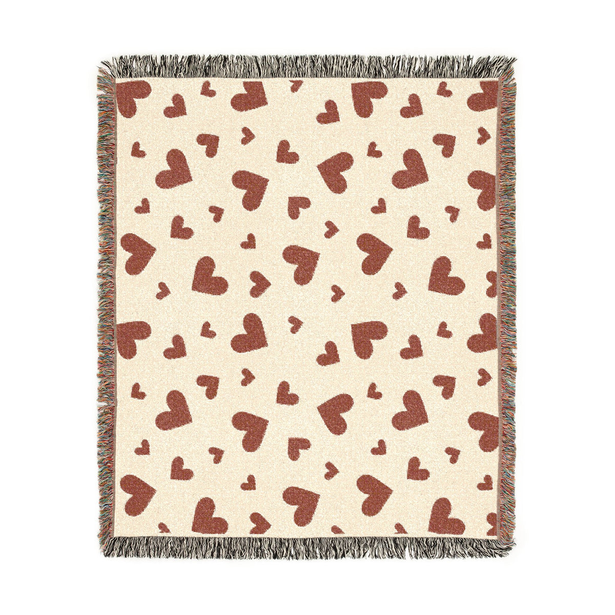 Romantic Scattered Hearts Woven Throw Blanket