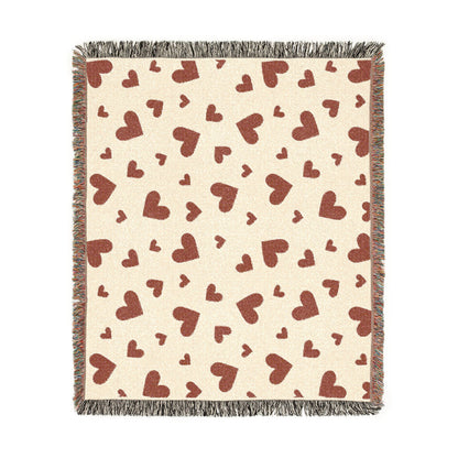 Romantic Scattered Hearts Woven Throw Blanket