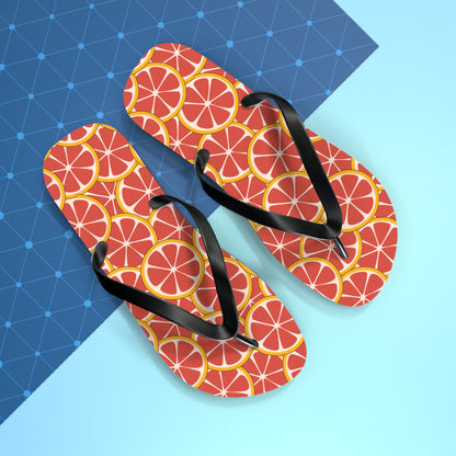 Ruby Grapefruit Citrus Slice Flip Flops