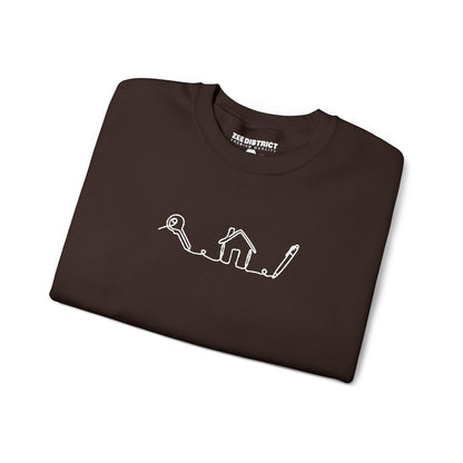 Realtor House Key Pen Line Art White Embroidered Sweatshirt