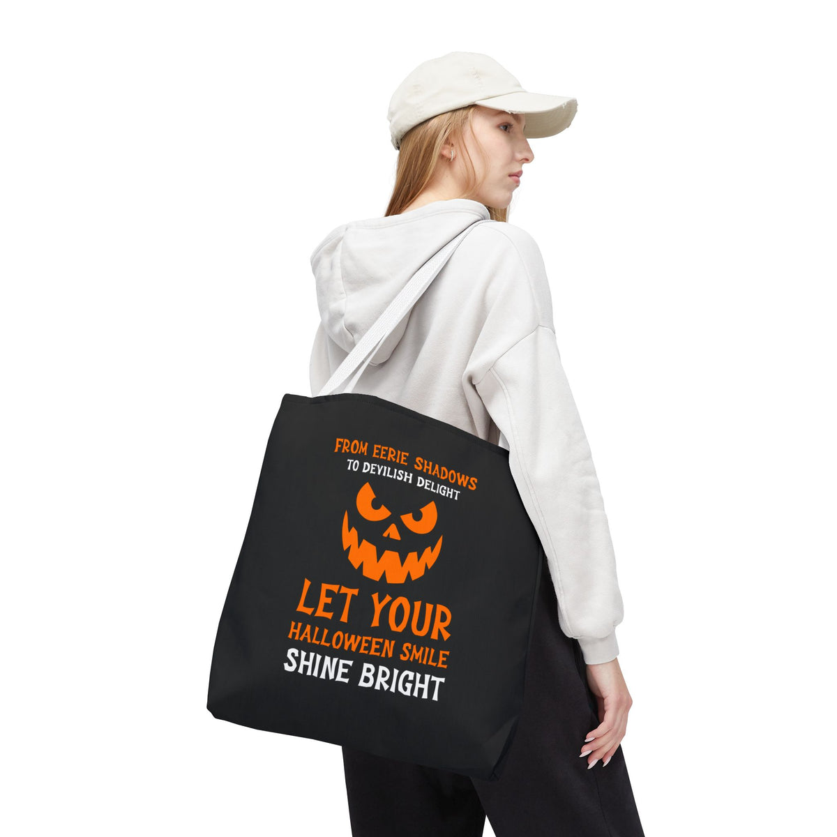 Halloween Pumpkin Tote Bag — "Let Your Halloween Smile Shine Bright"