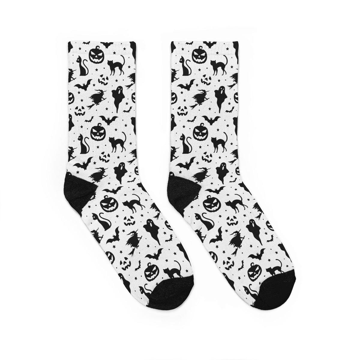 Black & White Spooky Silhouette Halloween Cushioned Crew Socks