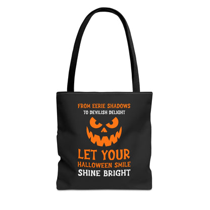 Halloween Pumpkin Tote Bag — "Let Your Halloween Smile Shine Bright"