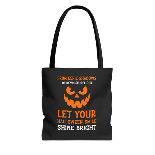 Halloween Pumpkin Tote Bag — "Let Your Halloween Smile Shine Bright"