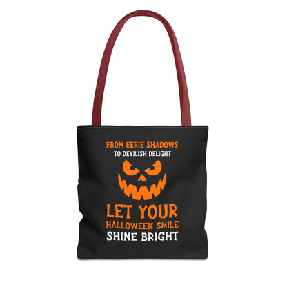 Halloween Pumpkin Tote Bag — "Let Your Halloween Smile Shine Bright"