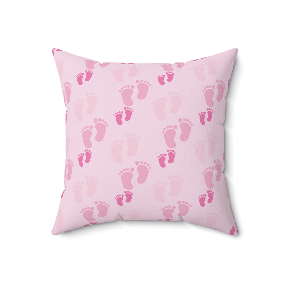 Sweet Baby Footprints Faux Suede Square Pillow | Whimsical Nursery Accent Cushion
