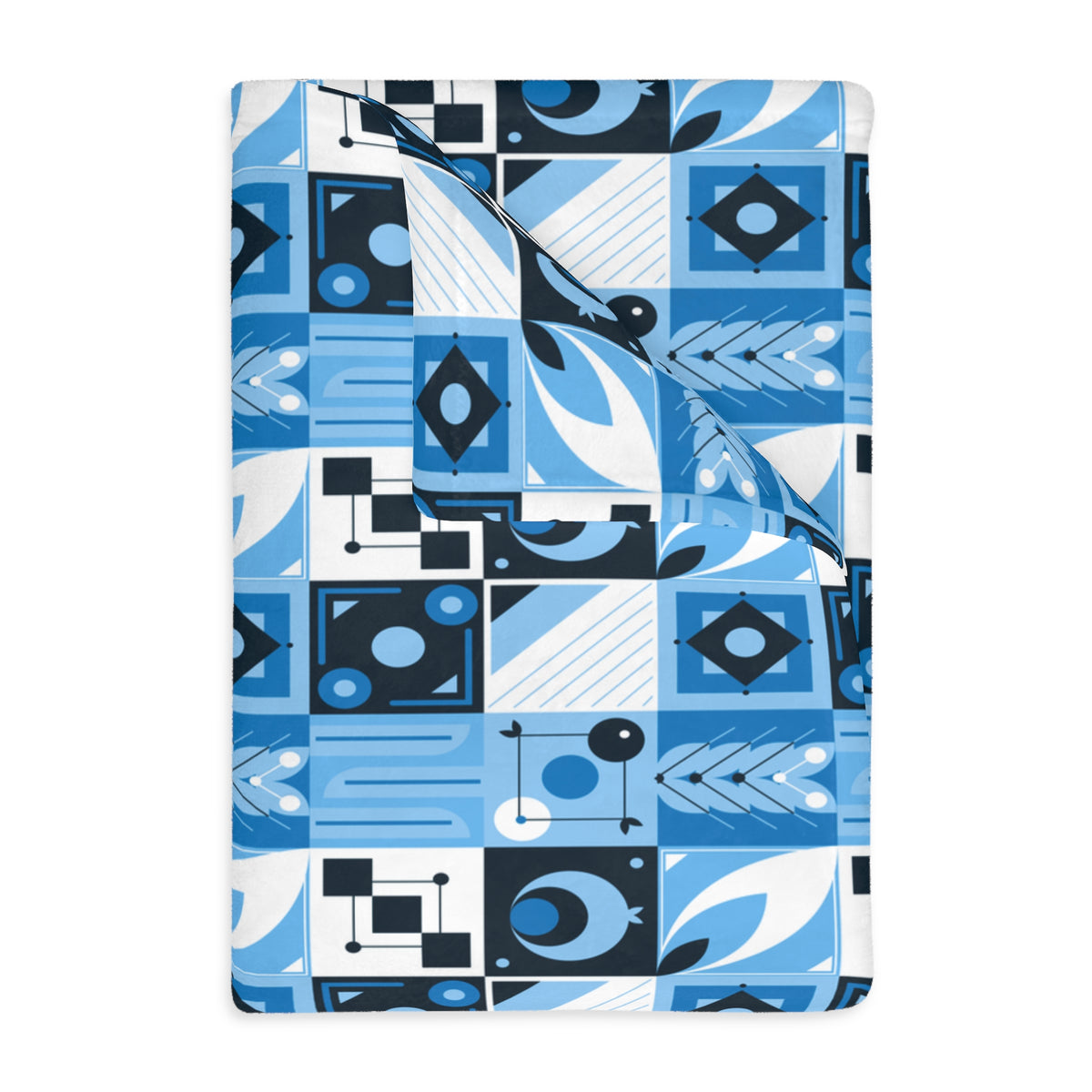 Coastal Geometric Velveteen Microfiber Blanket (Two-sided print)