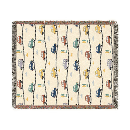 Whimsical Road Trip Cars & Traffic Woven Throw Blanket