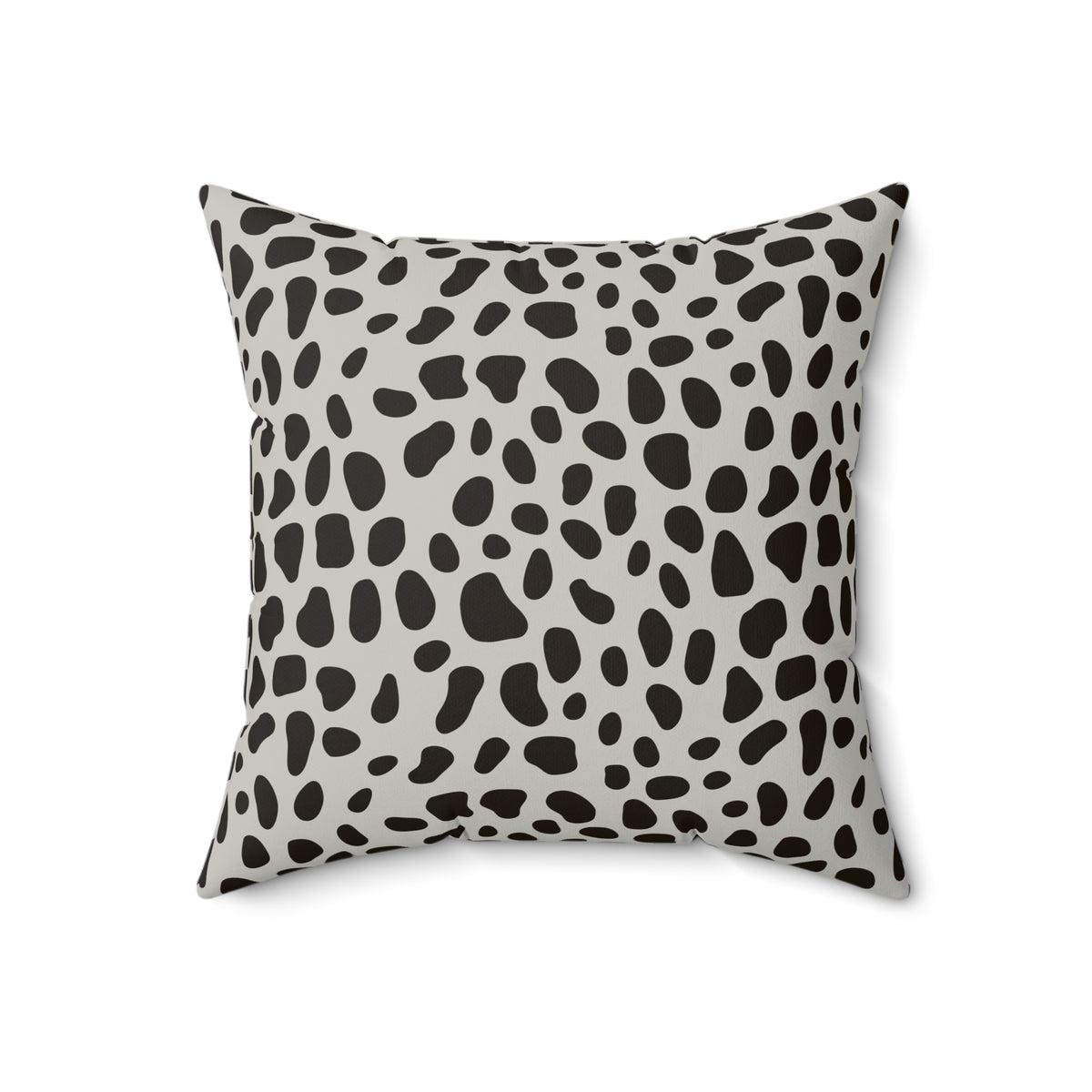 Dalmatian Spot Minimalist Faux Suede Square Pillow | Chic Animal Print Accent Cushion