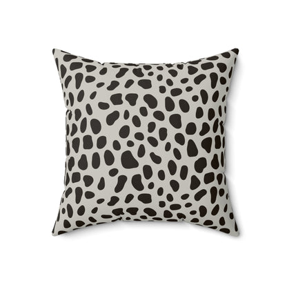 Dalmatian Spot Minimalist Faux Suede Square Pillow | Chic Animal Print Accent Cushion