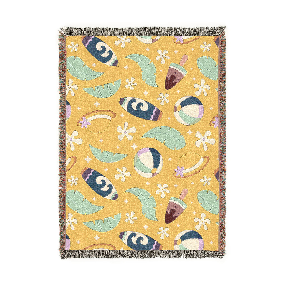 Sunny Surf & Summer Vibes Woven Throw Blanket