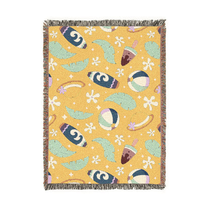 Sunny Surf & Summer Vibes Woven Throw Blanket