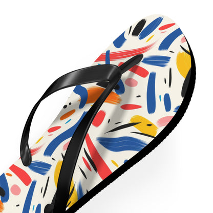 Abstract Brushstroke Modern Flip Flops — Contemporary Artistic Summer Sandals