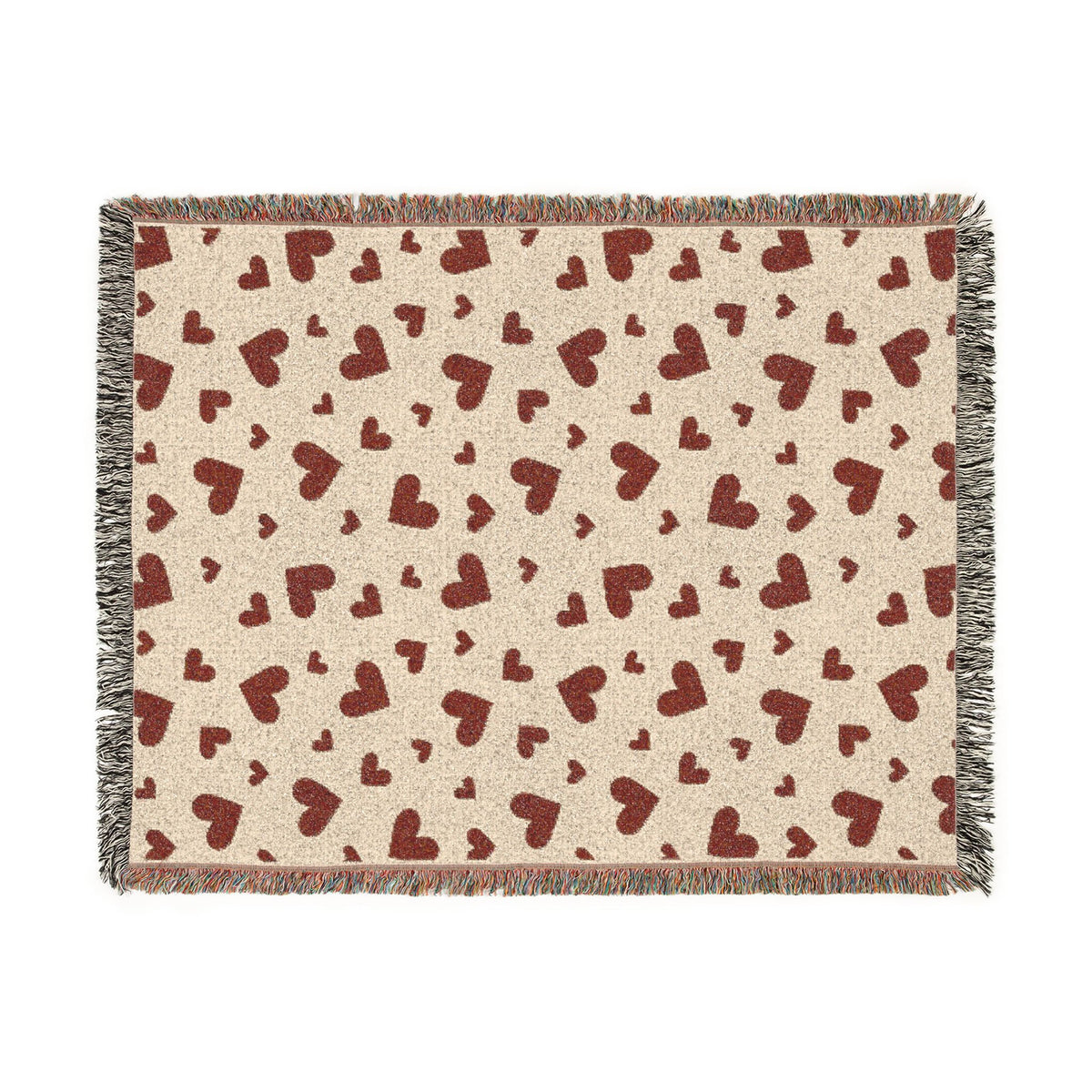 Romantic Scattered Hearts Woven Throw Blanket