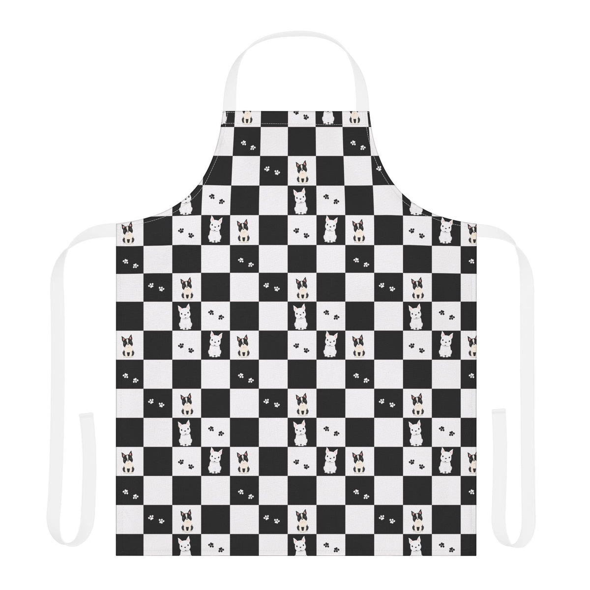 French Bulldog & Boston Terrier Checkerboard All-Over Print Apron | Dog Lover Gift