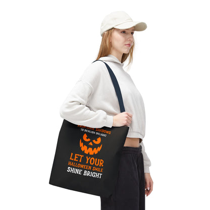 Halloween Pumpkin Tote Bag — "Let Your Halloween Smile Shine Bright"