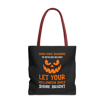 Halloween Pumpkin Tote Bag — "Let Your Halloween Smile Shine Bright"