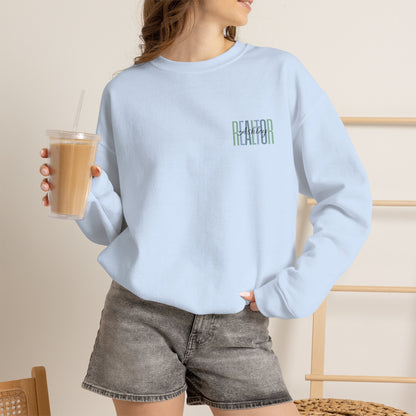 Personalized Realtor Retro Stacked Text Graphic Sweatshirt | Custom Name Real Estate Crewneck