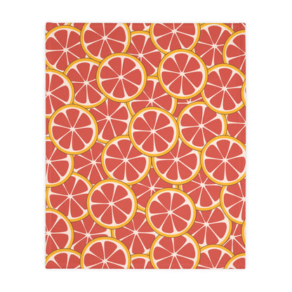 Sweet Citrus Serenade: Pink Grapefruit Velveteen Throw Blanket (Two-sided print)
