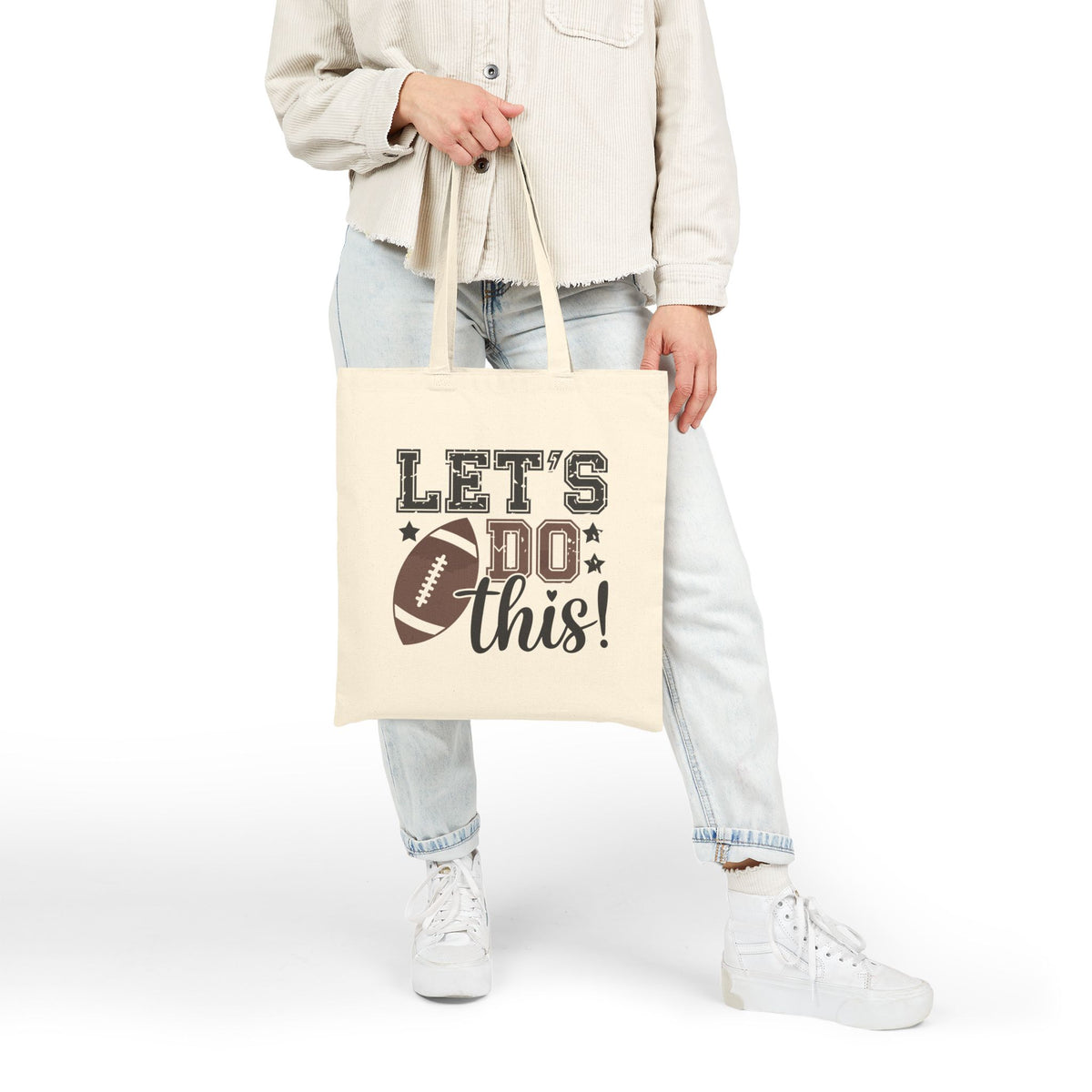 "Let's Do This!" Retro Football Sports Fan Cotton Canvas Tote Bag