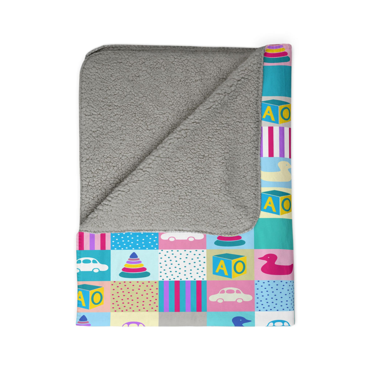 Colorful Patchwork Baby Fleece Sherpa Blanket