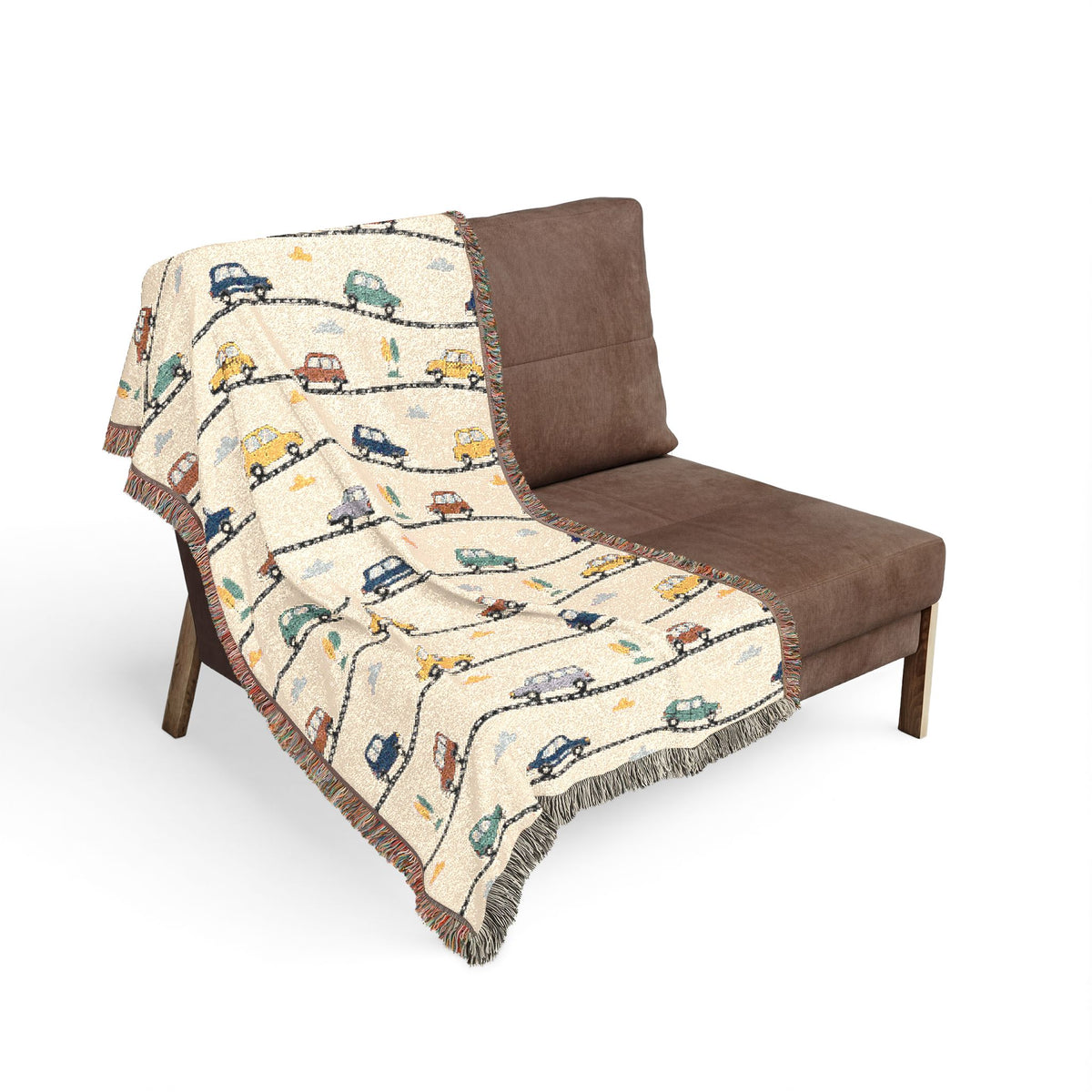 Whimsical Road Trip Cars & Traffic Woven Throw Blanket
