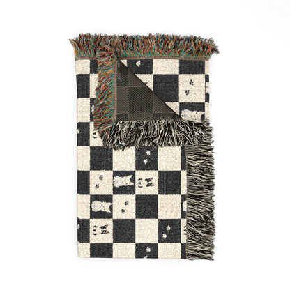 French Bulldog Checkerboard Woven Throw Blanket