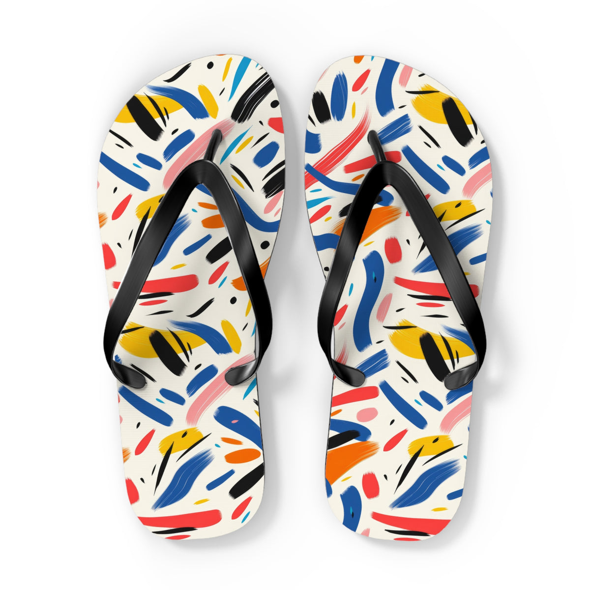 Abstract Brushstroke Modern Flip Flops — Contemporary Artistic Summer Sandals