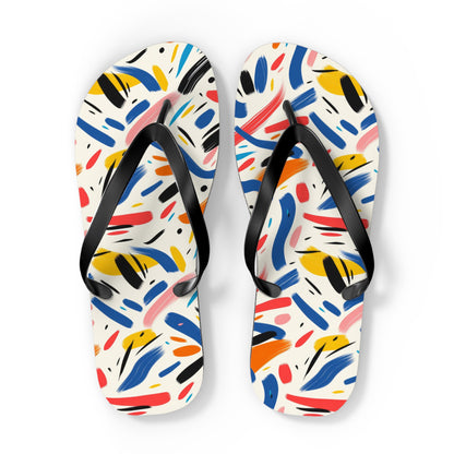 Abstract Brushstroke Modern Flip Flops — Contemporary Artistic Summer Sandals