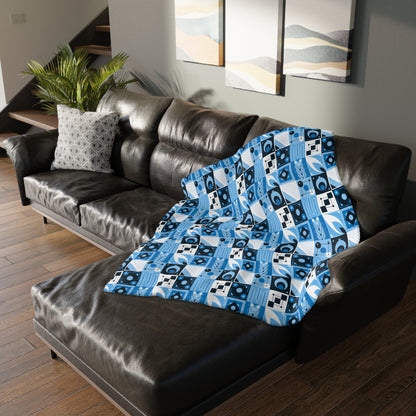 Coastal Geometric Velveteen Microfiber Blanket (Two-sided print)