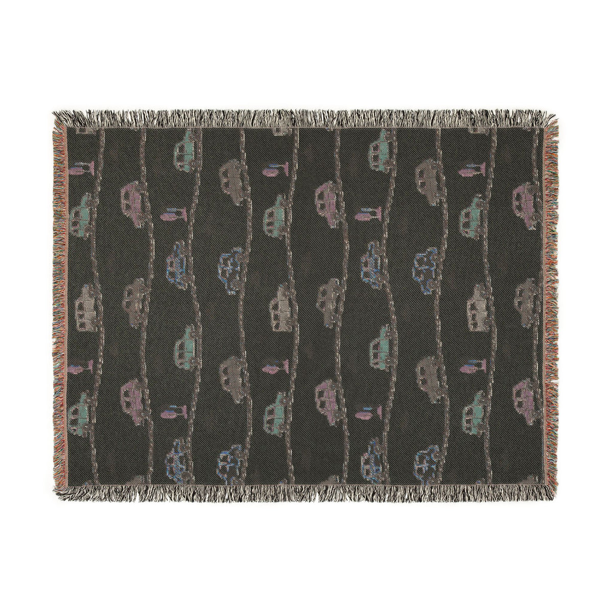 Whimsical Road Trip Cars & Traffic Woven Throw Blanket