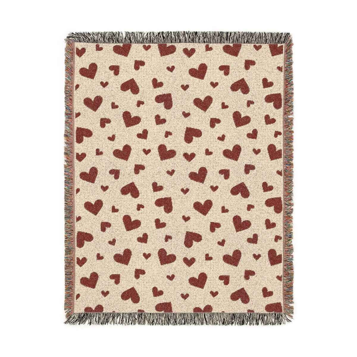Romantic Scattered Hearts Woven Throw Blanket