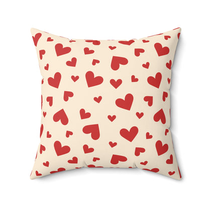 Sweet Love Hearts Faux Suede Square Pillow | Romantic Aesthetic Accent Cushion