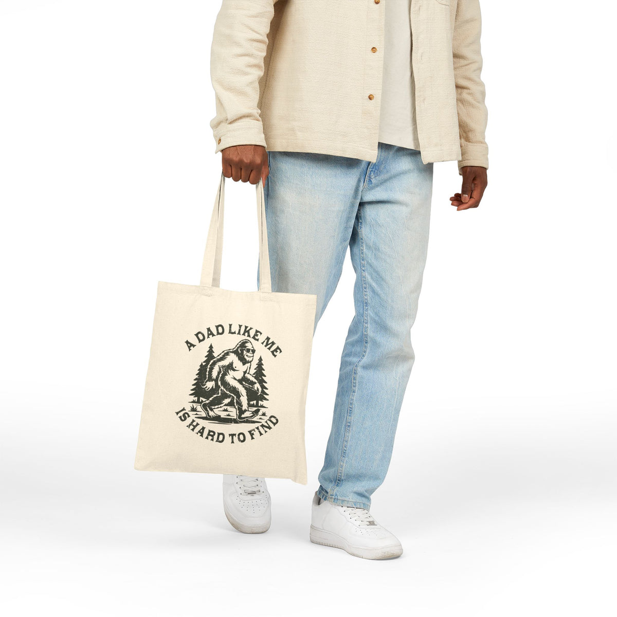 A Dad Like Me Is Hard To Find Bigfoot Funny Father's Day Cotton Canvas Tote Bag