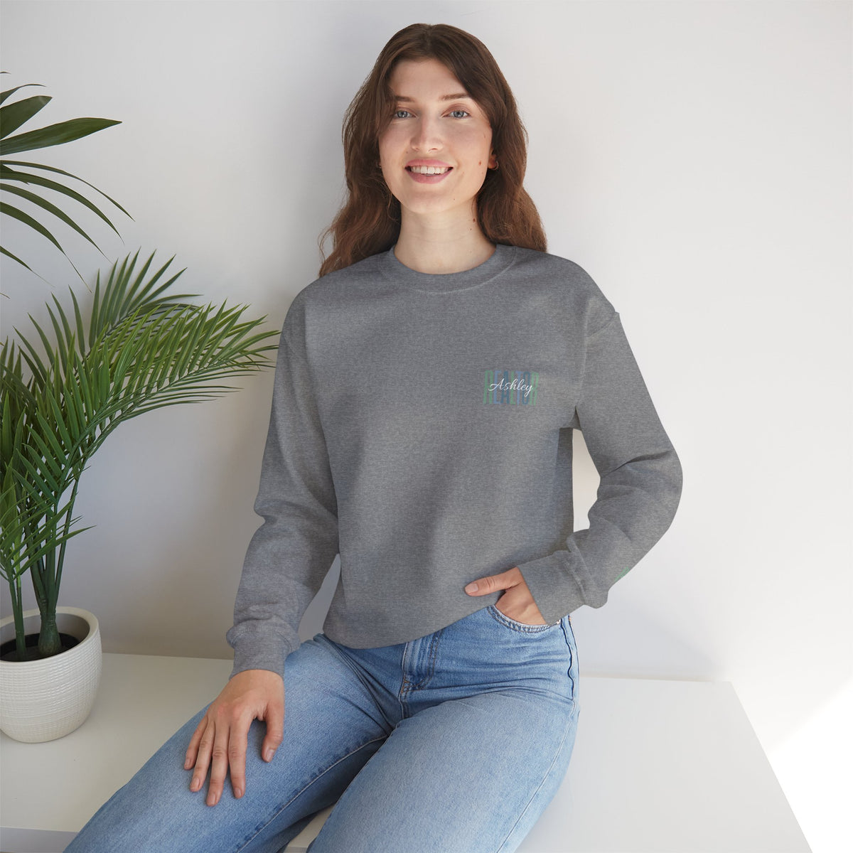 Personalized Realtor Retro Stacked Text Graphic Sweatshirt | Custom Name Real Estate Crewneck