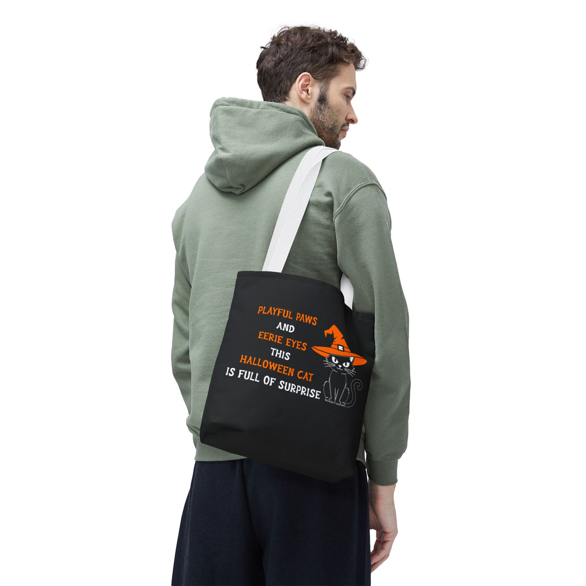 Halloween Cat Tote Bag — "Playful Paws and Eerie Eyes" Trick-or-Treat Reusable Shopper