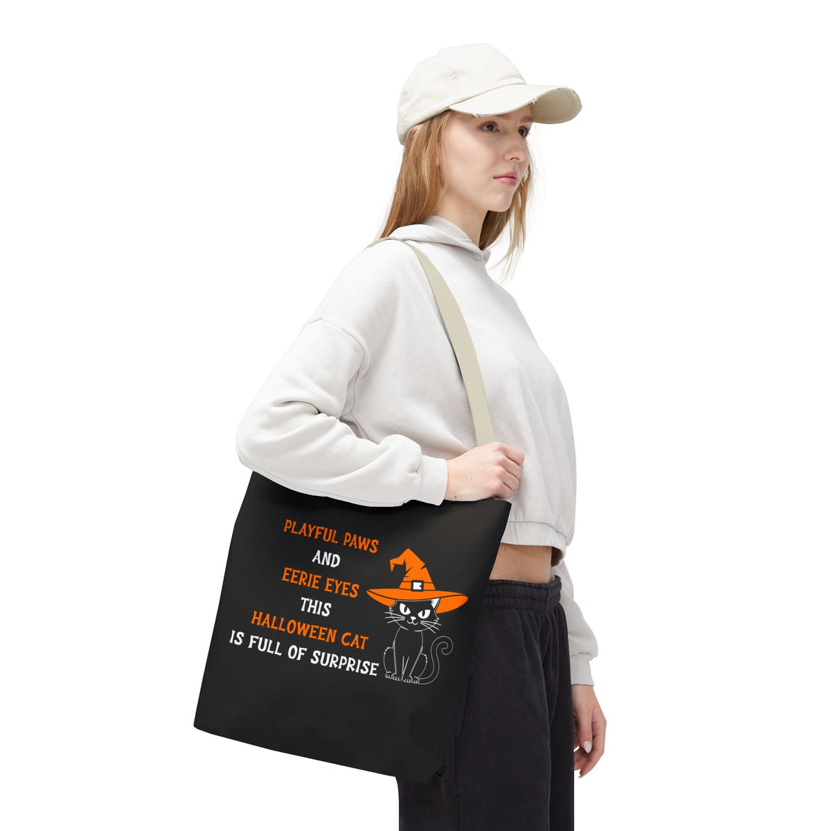 Halloween Cat Tote Bag — "Playful Paws and Eerie Eyes" Trick-or-Treat Reusable Shopper