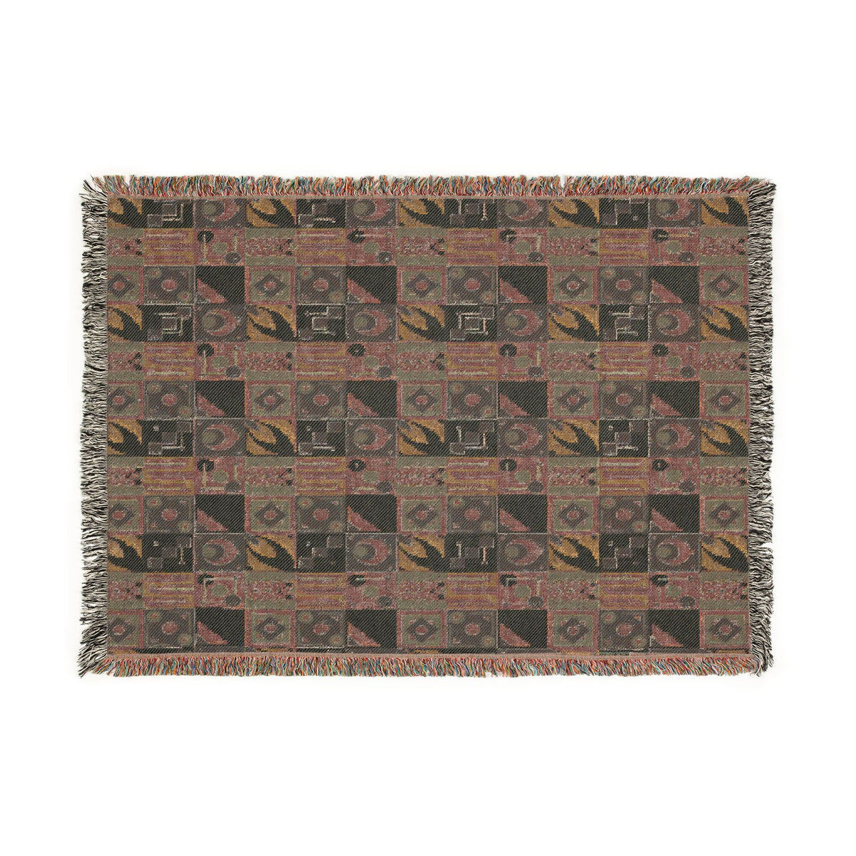 Coastal Geometric Cotton Woven Throw Blanket