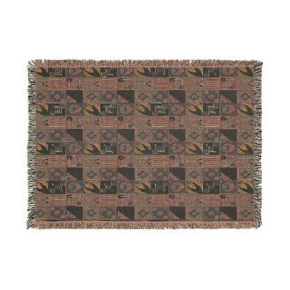 Coastal Geometric Cotton Woven Throw Blanket