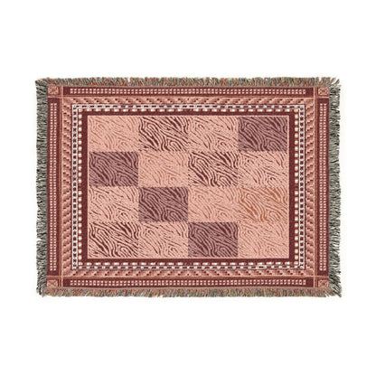 Crimson Patchwork Zebra Cotton Woven Throw Blanket