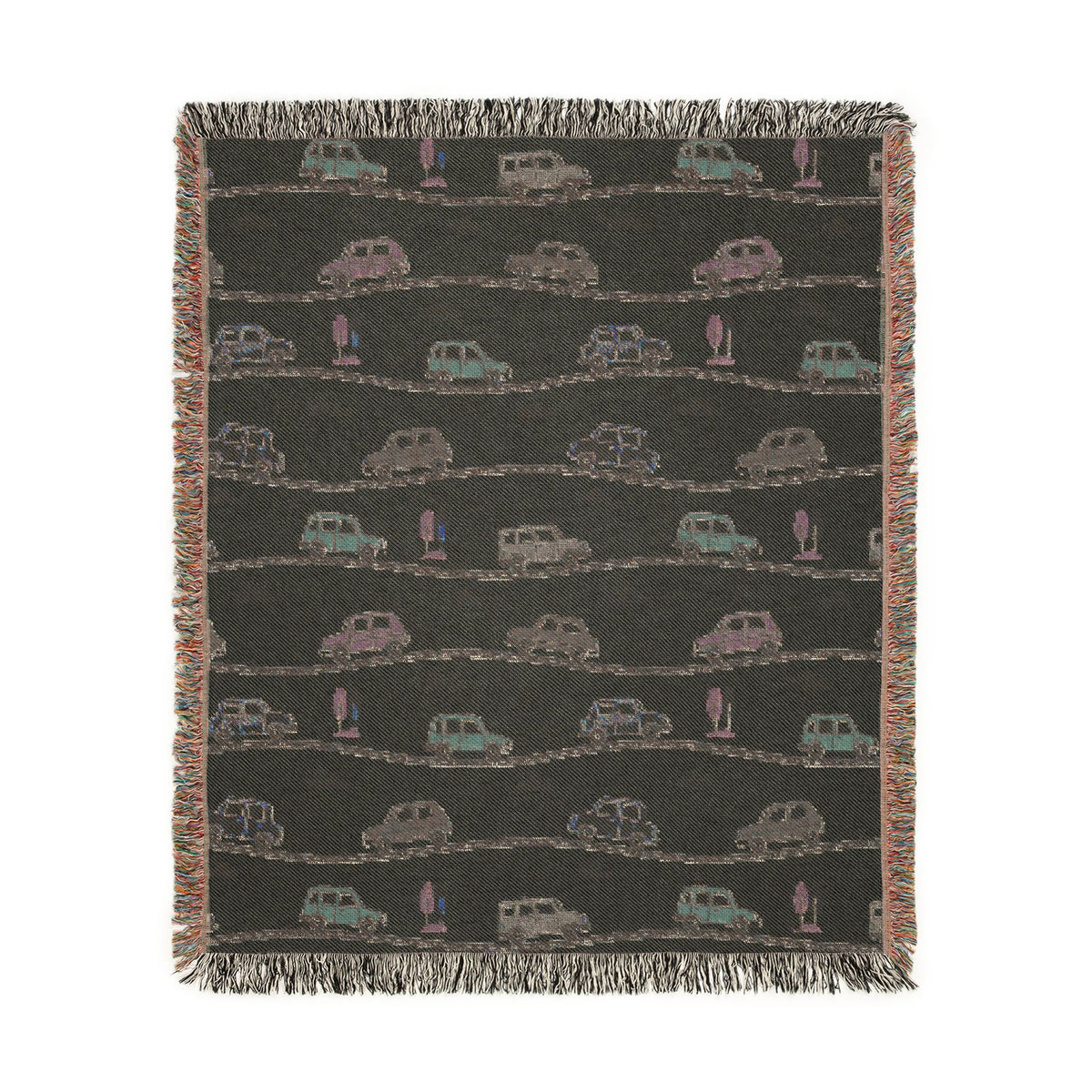 Whimsical Road Trip Cars & Traffic Woven Throw Blanket
